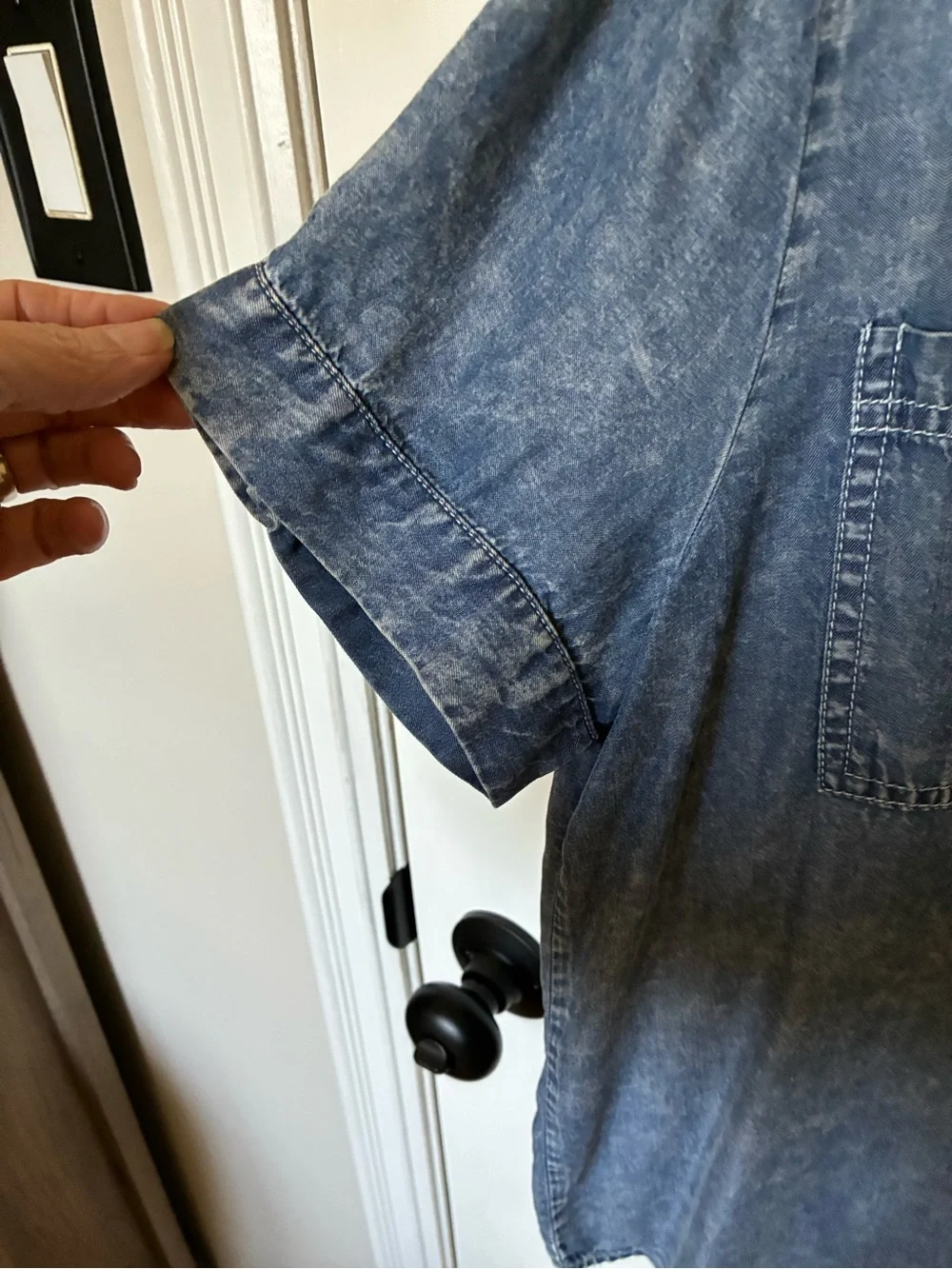 Jane + Delancey Washed Denim Button-Up Shirt - Slate Blue - Picture 4 of 7